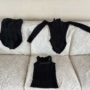 Dancewear Bundle Black Adult Small- 2 Leotards and Sequin DANCE tank